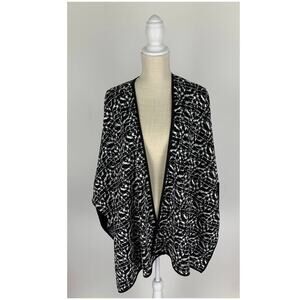 Joseph Ribkoff Womens Black Open Front Cardigan Sweater Sleeve Size 12 White